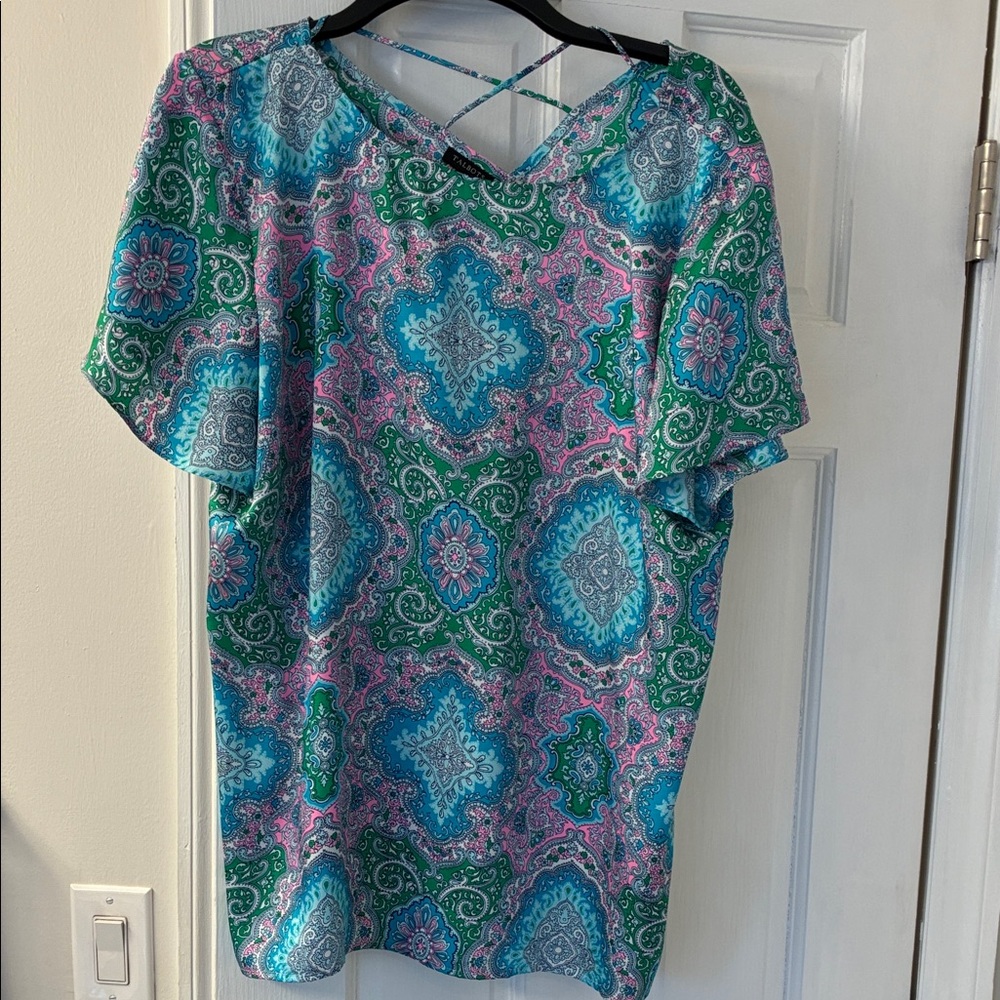 Talbots Blue and Green Paisley Blouse